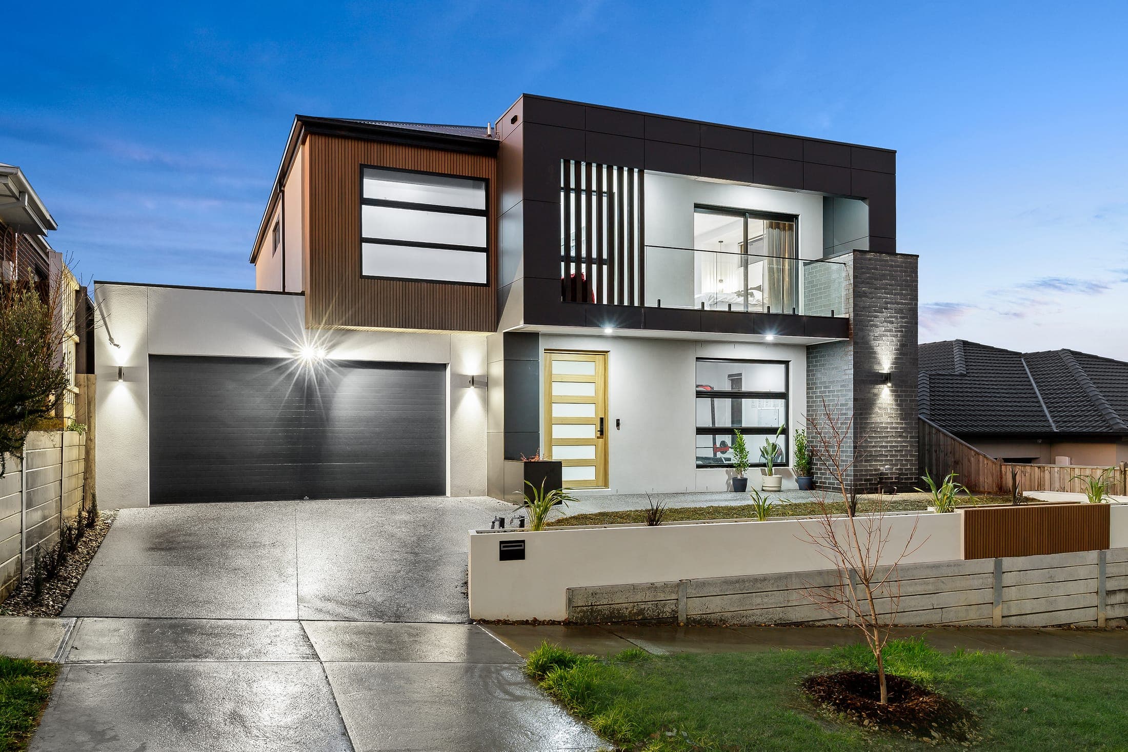 Aerial view of a luxury modern residential development in Melbourne by NE Homes