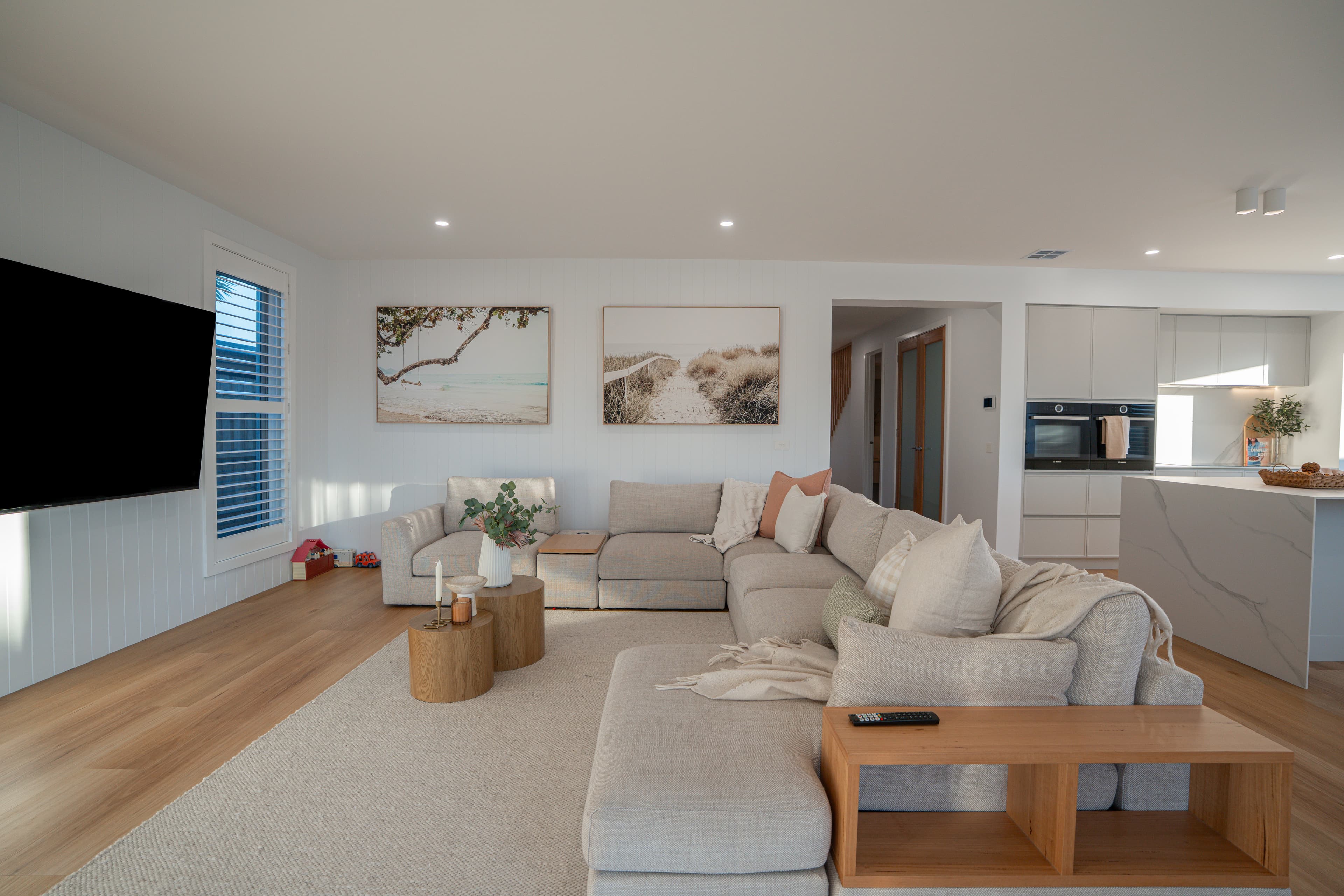 NE Homes custom home interior, kitchen and living space