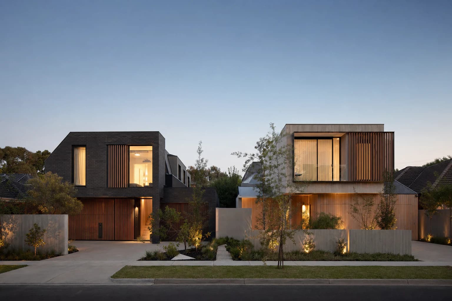Two contemporary dual occupancy homes on a leafy Melbourne street