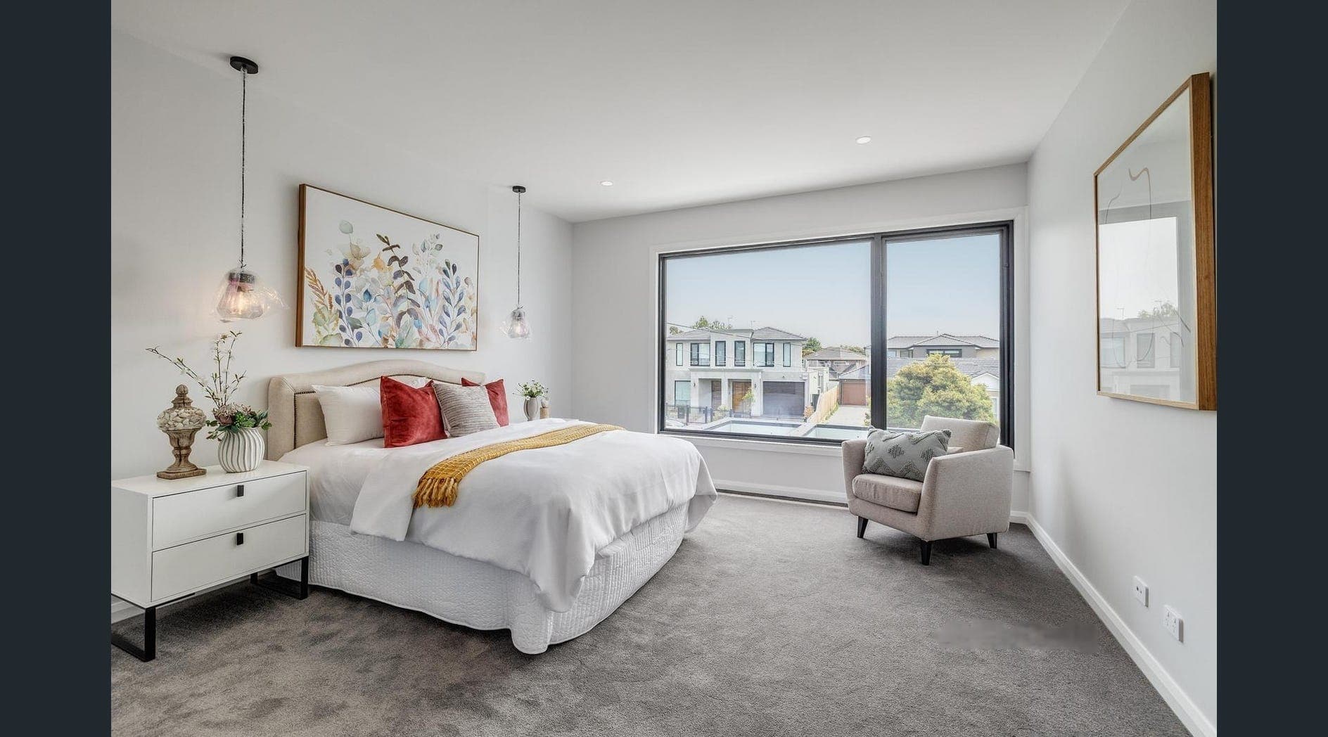 The Meridian, master bedroom with large window, Chadstone
