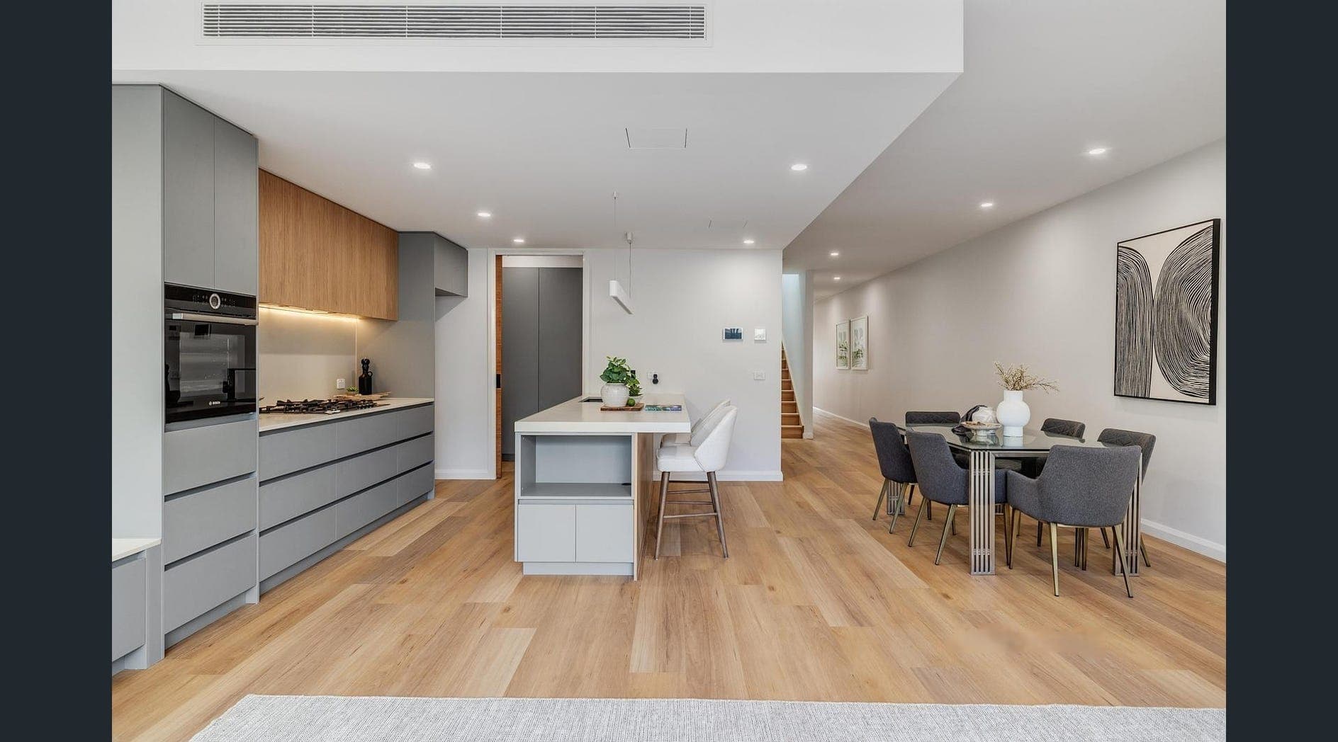 The Meridian, kitchen with stone island bench, Chadstone