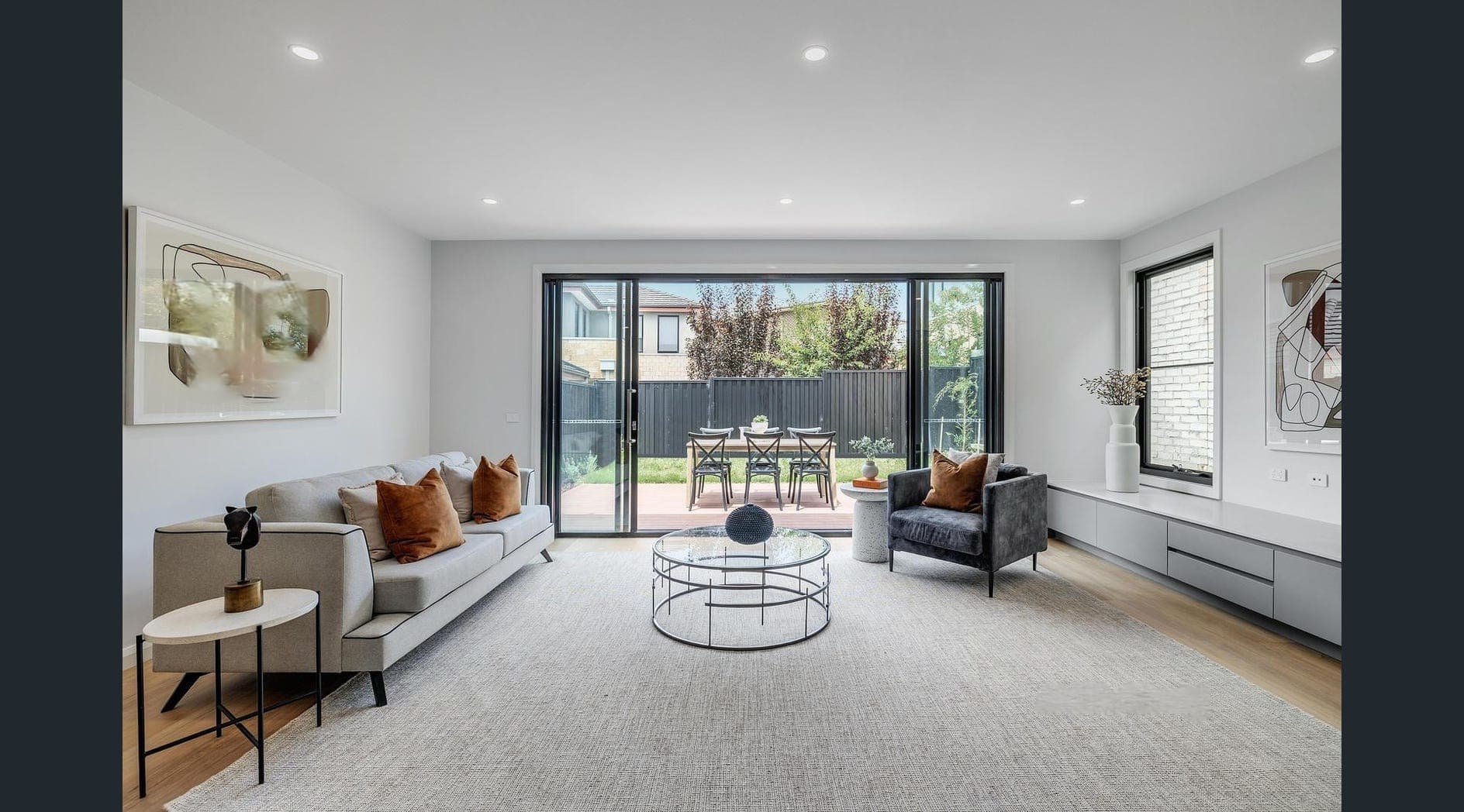 The Meridian, family room opening to alfresco, Chadstone
