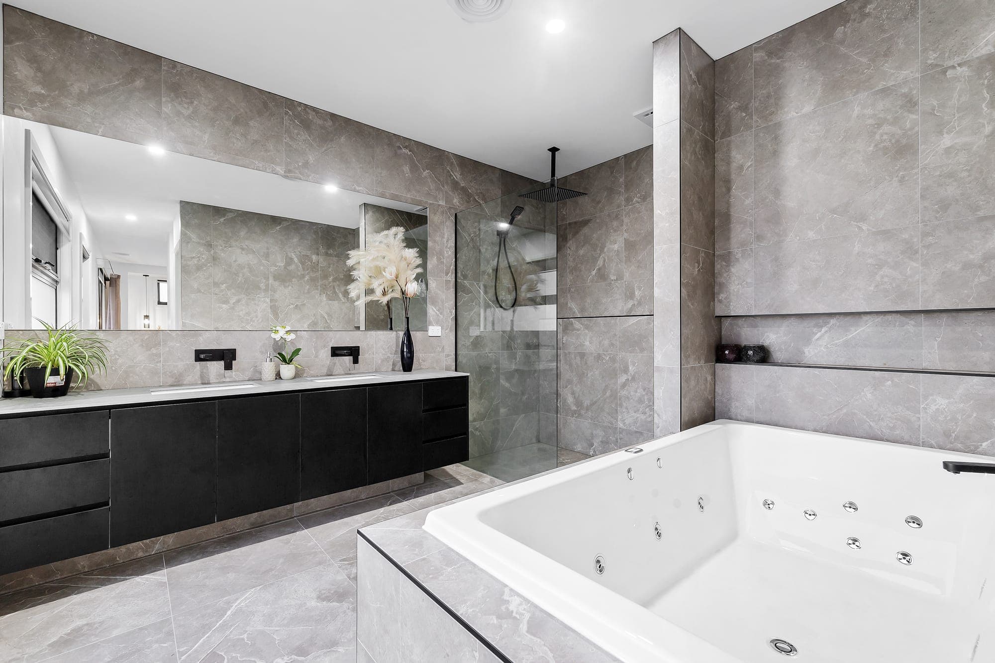 The Obsidian, spa bath ensuite with double vanity