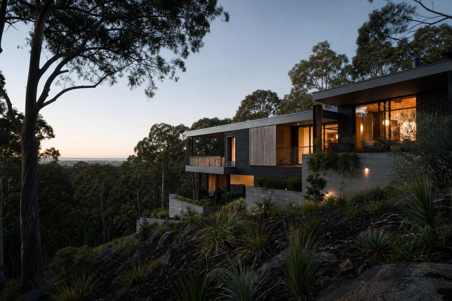 Split-level contemporary home on a wooded slope near Berwick