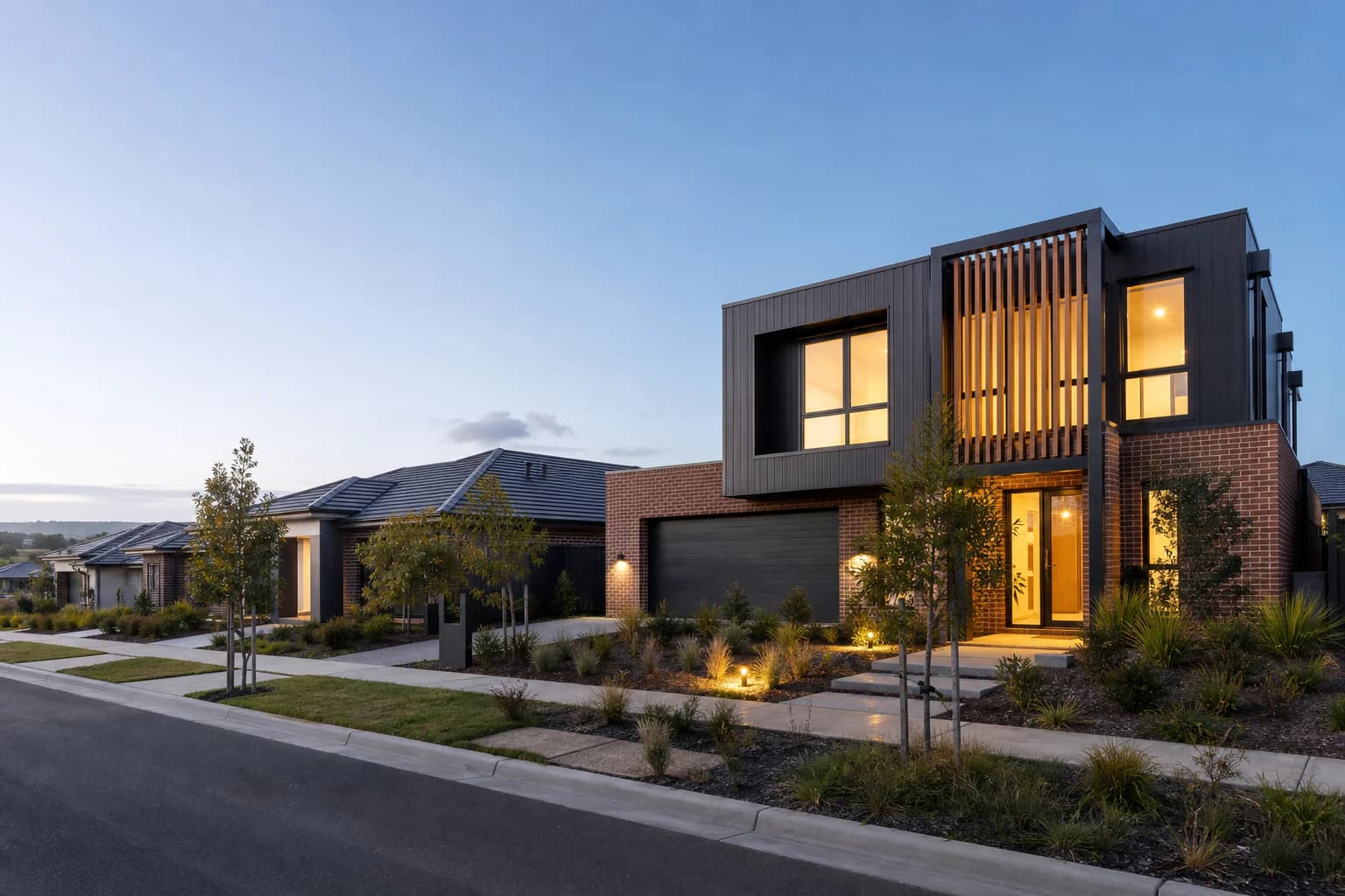 Individually designed contemporary home on an Officer estate street